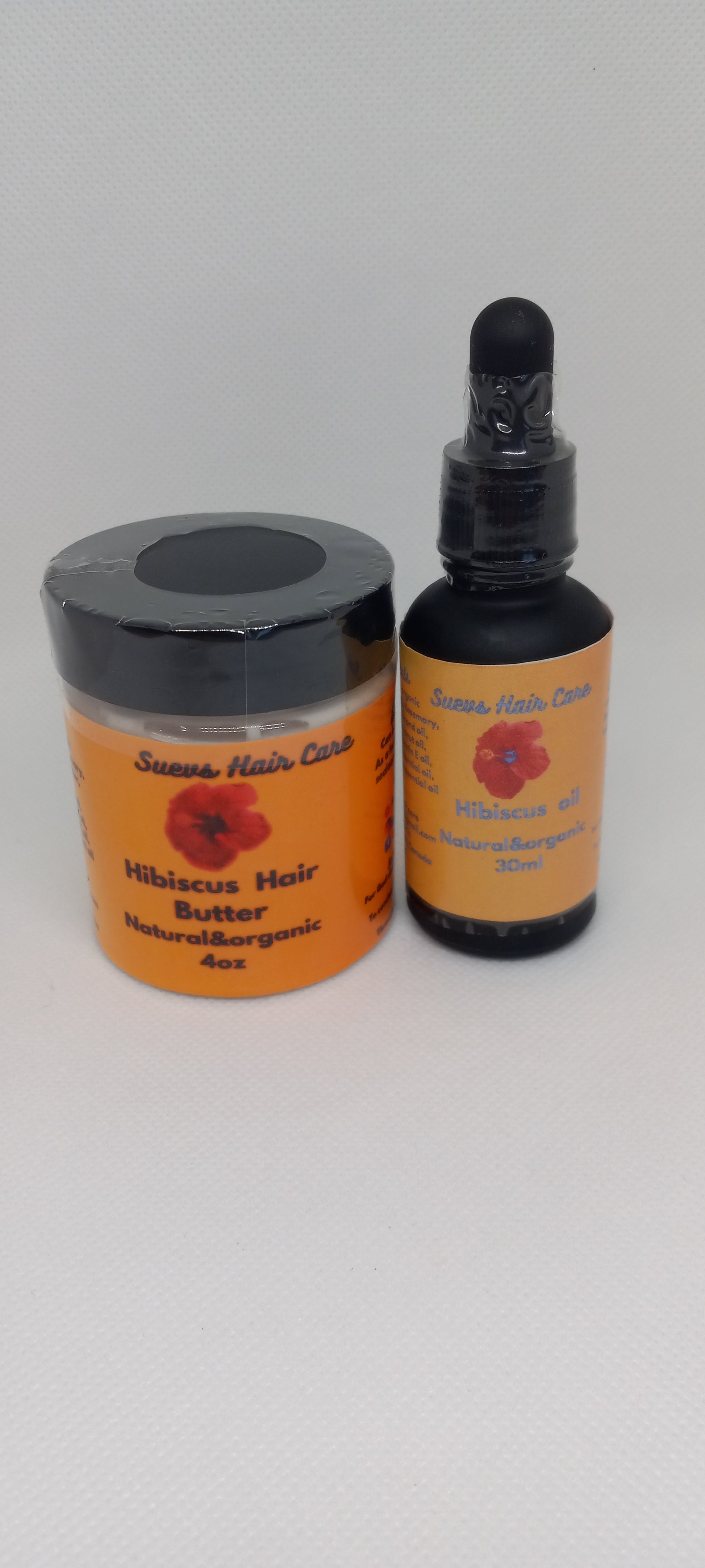 Hibiscus Hair Care Set with 30ml hair oil and 4oz Hibiscus Butter to nourish, moisturize, and support healthy hair growth.