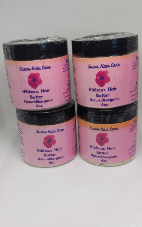 Whipped Hibiscus Hair Butter in 6oz container for deep moisture, softness, and healthy hair growth.